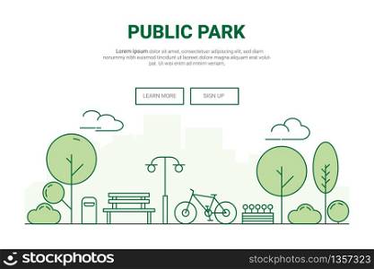 Landscape urban garden park concept. design for environment green on city theme landing page website.