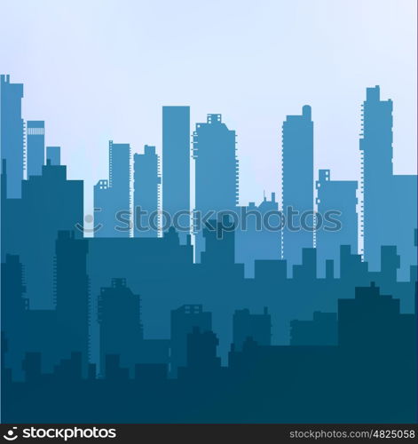 Landscape urban silhouette. Landscape urban silhouette on a colorful background of sunset and sunrise