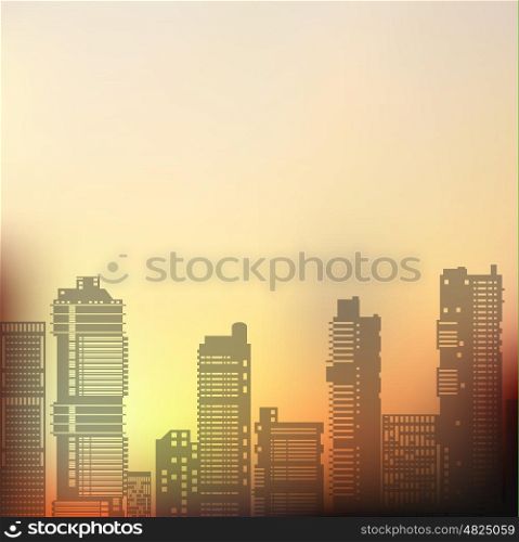 Landscape urban silhouette. Landscape urban silhouette on a colorful background of sunset and sunrise