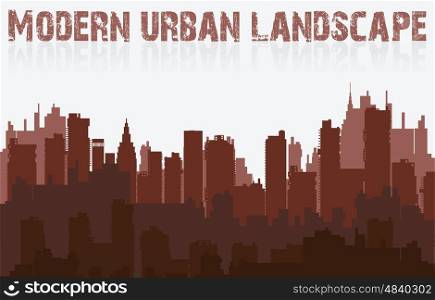 Landscape urban silhouette. Landscape urban silhouette on a colorful background of sunset and sunrise