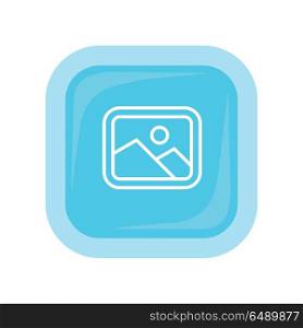 Landscape vector icon in flat style. Photographs mode button. Images gallery. Illustration for application button pictograms, infogpaphics elements, logo, web page design. Isolated on white background. Landscape Vector Icon In Flat Style Design. Landscape Vector Icon In Flat Style Design