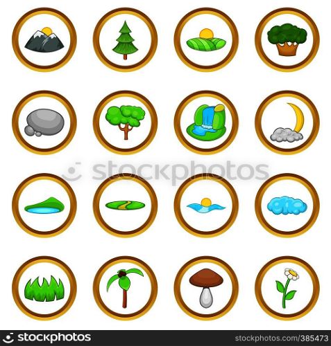 Landscape vector set in cartoon style isolated on white background. Landscape vector set, cartoon style