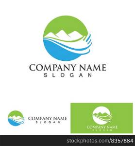 Landscape wave and Mountain icon Logo