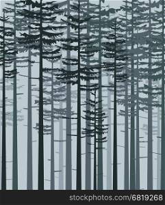 Landscape with forest. Vector illustration trees. Landscape background with forest