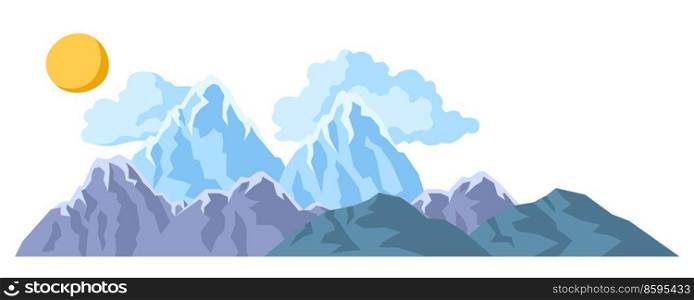 Landscape with mountains, hills and sky. Natural scene illustration. Abstract style.. Landscape with mountains, hills and sky. Natural illustration. Abstract style.