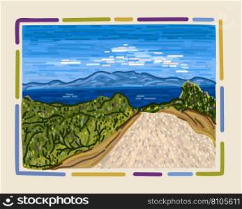 Landscape with simple frame seashore summertime Vector Image
