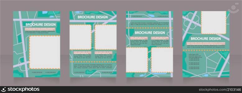 Landscaping green blank brochure design. City traffic. Template set with copy space for text. Premade corporate reports collection. Editable 4 paper pages. Calibri, Arial fonts used. Landscaping green blank brochure design