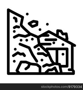 landslide disaster line icon vector. landslide disaster sign. isolated contour symbol black illustration. landslide disaster line icon vector illustration