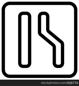 Lane merge logotype for the road traffic sign