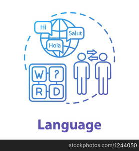 Language concept icon. Ability to communicate in different languages. Knowledge of foreign speak talk idea thin line illustration. Vector isolated outline RGB color drawing