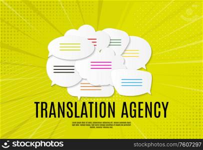 Language translation agency concept with speech bubble. Vector Illustration EPS10. Language translation agency concept with speech bubble. Vector Illustration