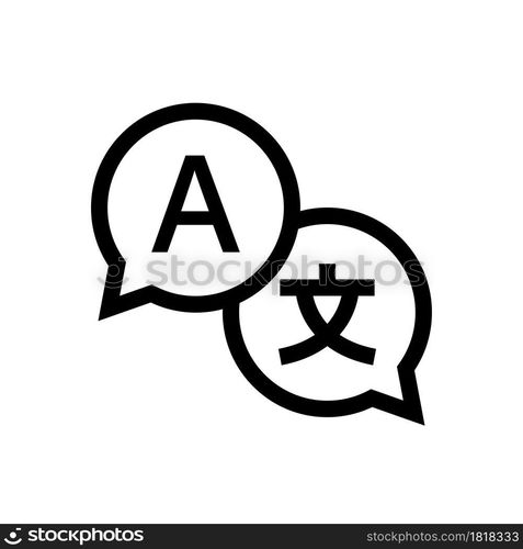 Language translation icon. Translation chat bubbles line sign. Translate service element. Stock vector template. EPS 10