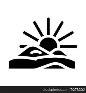 lanscape sunrise sun∑mer sunlight glyph icon vector. lanscape sunrise sun∑mer sunlight sign. isolated symbol illustration. lanscape sunrise sun∑mer sunlight glyph icon vector illustration
