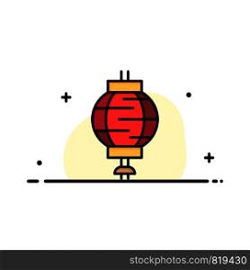 Lantern, China, Chinese, Decoration Business Flat Line Filled Icon Vector Banner Template