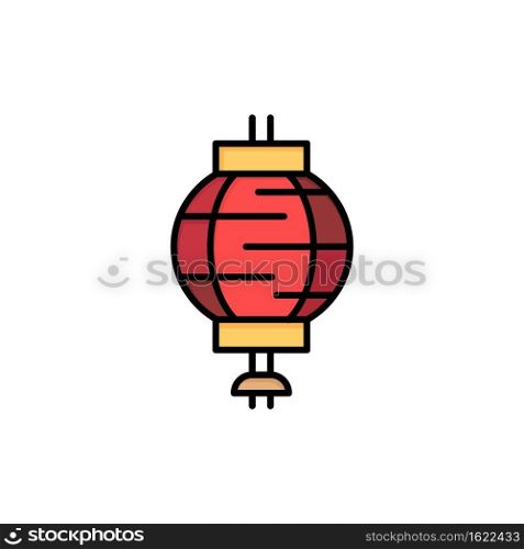 Lantern, China, Chinese, Decoration  Flat Color Icon. Vector icon banner Template