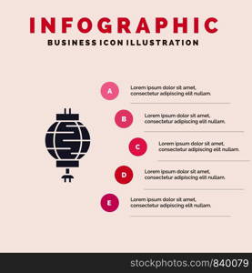 Lantern, China, Chinese, Decoration Infographics Presentation Template. 5 Steps Presentation