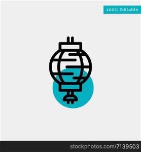 Lantern, China, Chinese, Decoration turquoise highlight circle point Vector icon