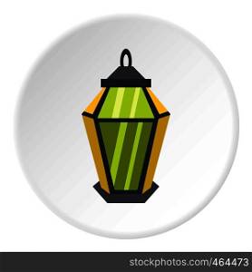 Lantern icon in flat circle isolated vector illustration for web. Lantern icon circle