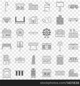Lantern icons set. Outline style of 36 lantern vector icons for web for any design. Lantern icons set, outline style