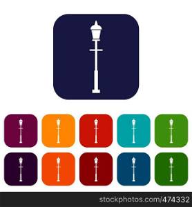 Lantern icons set vector illustration in flat style In colors red, blue, green and other. Lantern icons set