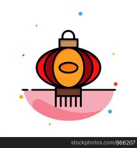 Lantern, Light, China, Chinese Abstract Flat Color Icon Template