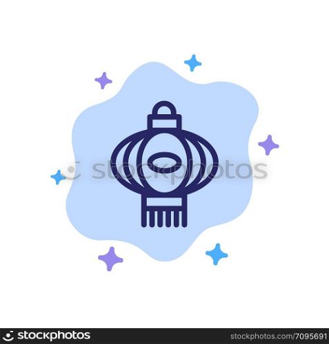 Lantern, Light, China, Chinese Blue Icon on Abstract Cloud Background