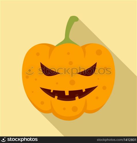Lantern pumpkin icon. Flat illustration of lantern pumpkin vector icon for web design. Lantern pumpkin icon, flat style