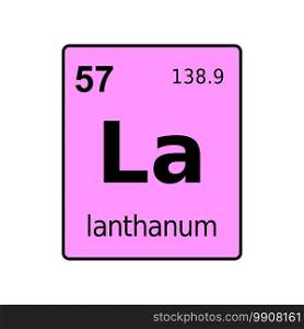 Lanthanum chemical element of periodic table. Sign with atomic number.