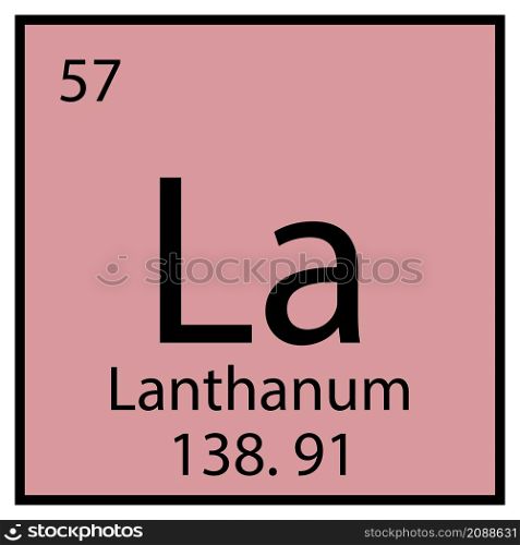 Lanthanum chemical symbol. Mendeleev table element. Education concept. Pink background. Vector illustration. Stock image. EPS 10.. Lanthanum chemical symbol. Mendeleev table element. Education concept. Pink background. Vector illustration. Stock image.