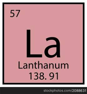 Lanthanum chemical symbol. Mendeleev table element. Education concept. Pink background. Vector illustration. Stock image. EPS 10.. Lanthanum chemical symbol. Mendeleev table element. Education concept. Pink background. Vector illustration. Stock image.