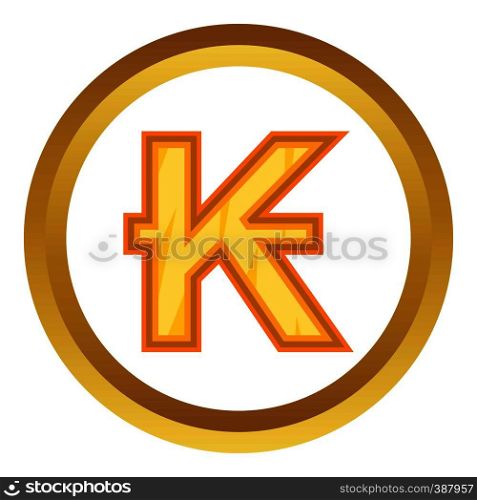 Lao kip vector icon in golden circle, cartoon style isolated on white background. Lao kip vector icon