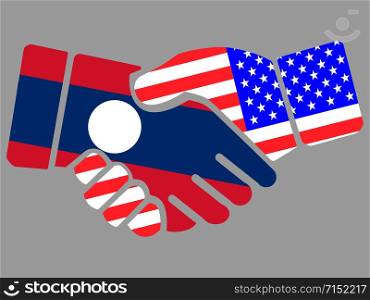 Laos and USA flags Handshake vector illustration Eps 10. Laos and USA flags Handshake vector