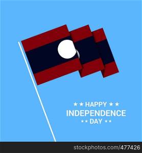 Laos Independence day typographic design with flag vector