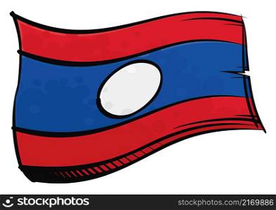Laos national flag created in graffiti paint style