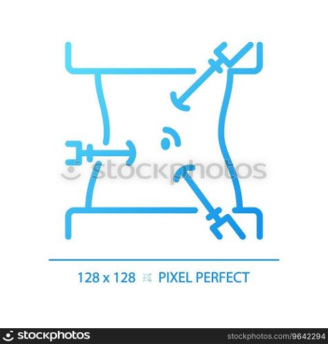 Laparoscope pixel perfect gradient linear vector icon. Laparoscopic surgery. Minimally invasive procedure. Thin line color symbol. Modern style pictogram. Vector isolated outline drawing. Laparoscope pixel perfect gradient linear vector icon