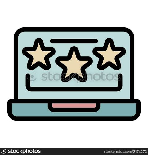 Laptop advertising icon. Outline laptop advertising vector icon color flat isolated. Laptop advertising icon color outline vector