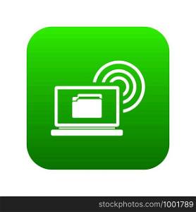 Laptop and and wireless icon digital green for any design isolated on white vector illustration. Laptop and and wireless icon digital green
