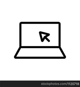 laptop and cursor icon vector. A thin line sign. Isolated contour symbol illustration. laptop and cursor icon vector. Isolated contour symbol illustration
