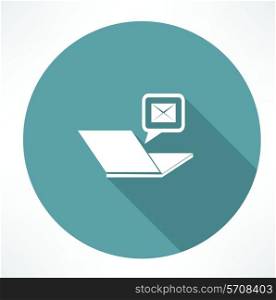 laptop and mail icon. Flat modern style vector illustration