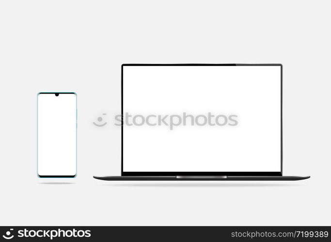 laptop and phone showing blank screen