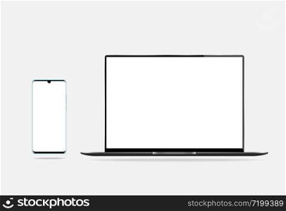 laptop and phone showing blank screen