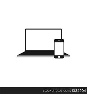 Laptop and smartphone symbol flat icon. Vector EPS 10