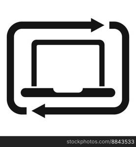 Laptop backup icon simple vector. Data cloud. Server file. Laptop backup icon simple vector. Data cloud