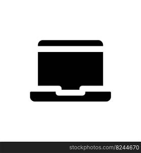 Laptop black glyph ui icon. Device for school and college student. Remote study. User interface design. Silhouette symbol on white space. Solid pictogram for web, mobile. Isolated vector illustration. Laptop black glyph ui icon