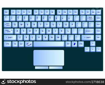 laptop blue keyboard against white background, abstract vector art illustration