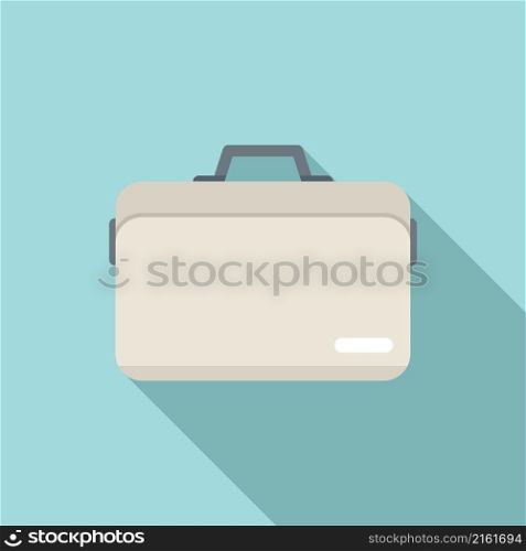 Laptop briefcase icon flat vector. Case bag. Closed suitcase. Laptop briefcase icon flat vector. Case bag
