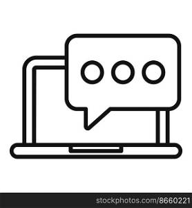 Laptop chat icon outline vector. Call customer. Mail info. Laptop chat icon outline vector. Call customer