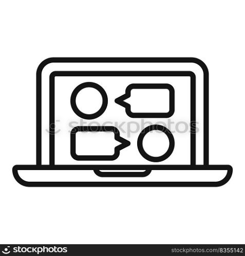 Laptop chat icon outline vector. Social web. Media network. Laptop chat icon outline vector. Social web
