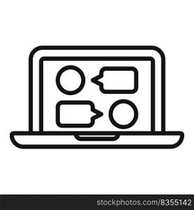 Laptop chat icon outline vector. Social web. Media network. Laptop chat icon outline vector. Social web