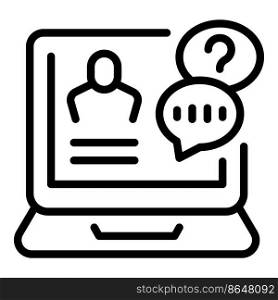 Laptop chat icon outline vector. Support customer. Call service. Laptop chat icon outline vector. Support customer